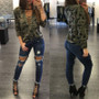Casual Fashion Tops V-Neck Camouflage T-Shirts Crop Top