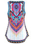 Casual Scoop Neck Tribal Printed High-Low Sleeveless T-Shirt