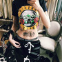 Casual Graffiti Printing Hollow Holes Punk Hippie Short Sleeves T-shirt