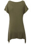 Casual Open Shoulder Asymmetric Hem Plain Short Sleeve T-Shirt