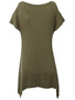 Casual Open Shoulder Asymmetric Hem Plain Short Sleeve T-Shirt