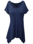 Casual Open Shoulder Asymmetric Hem Plain Short Sleeve T-Shirt