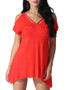 Casual Open Shoulder Asymmetric Hem Plain Short Sleeve T-Shirt