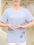 Casual Round Neck Dandelion Printed Short Sleeve T-Shirt