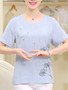 Casual Round Neck Dandelion Printed Short Sleeve T-Shirt