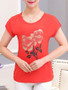 Casual Round Neck Flower Printed Short Sleeve T-Shirt