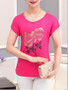 Casual Round Neck Flower Printed Short Sleeve T-Shirt