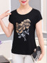 Casual Round Neck Flower Printed Short Sleeve T-Shirt