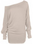 Casual One Shoulder Plain Batwing Long Sleeve T-Shirt