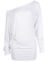 Casual One Shoulder Plain Batwing Long Sleeve T-Shirt