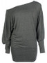 Casual One Shoulder Plain Batwing Long Sleeve T-Shirt