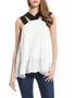 Casual V-Neck Cutout Chiffon Sleeveless T-Shirt