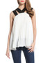 Casual V-Neck Cutout Chiffon Sleeveless T-Shirt