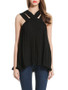 Casual V-Neck Cutout Chiffon Sleeveless T-Shirt