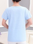 Casual Split Neck Printed Short Sleeve T-Shirt