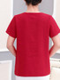 Casual Split Neck Printed Short Sleeve T-Shirt