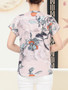 Casual V-Neck Graceful Printed Short Sleeve T-Shirt