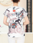 Casual V-Neck Graceful Printed Short Sleeve T-Shirt