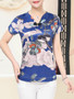 Casual V-Neck Graceful Printed Short Sleeve T-Shirt