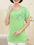 Casual Round Neck Contrast Trim Printed Short Sleeve T-Shirt