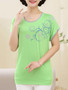 Casual Round Neck Contrast Trim Printed Short Sleeve T-Shirt