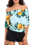 Casual Off Shoulder Floral Printed Short Sleeve T-Shirt