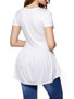 Casual Deep V-Neck Ruffled Hem Plain Short Sleeve T-Shirt