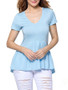 Casual Deep V-Neck Ruffled Hem Plain Short Sleeve T-Shirt