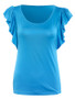 Casual Round Neck Plain Ruffled Short Sleeve T-Shirt