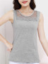 Casual Patchwork Hollow Out Plain Awesome Sleeveless T-Shirt