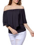 Casual Off Shoulder Plain Cape Short Sleeve T-Shirt