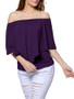 Casual Off Shoulder Plain Cape Short Sleeve T-Shirt