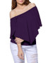 Casual Off Shoulder Plain Cape Short Sleeve T-Shirt