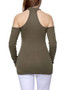 Halter Special Cutout Plain Long Sleeve T-Shirt