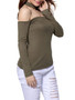 Halter Special Cutout Plain Long Sleeve T-Shirt