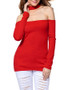 Halter Special Cutout Plain Long Sleeve T-Shirt