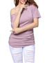 Casual One Shoulder Plain Short Sleeve T-Shirt