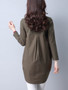 Casual Longline Round Neck Decorative Button Plain Long Sleeve T-Shirt