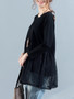 Casual Loose Patchwork Hollow Out Plain Long Sleeve T-Shirt