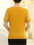 Casual Embroidery Hollow Out Plain Short Sleeve T-Shirt