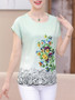 Casual Round Neck Floral Printed Remarkable Short Sleeve T-Shirt