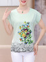 Casual Round Neck Floral Printed Remarkable Short Sleeve T-Shirt