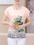 Casual Round Neck Floral Printed Remarkable Short Sleeve T-Shirt
