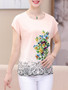 Casual Round Neck Floral Printed Remarkable Short Sleeve T-Shirt