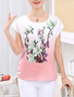 Casual Round Neck Gradient Floral Stunning Short Sleeve T-Shirt