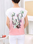 Casual Round Neck Gradient Floral Stunning Short Sleeve T-Shirt