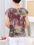 Casual Round Neck Abstract Print Graceful Short Sleeve T-Shirt