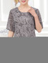 Casual Round Neck Asymmetric Hem Printed Short Sleeve T-Shirt