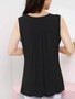 Casual Simple Designed Decorative Lace Plain Sleeveless T-Shirt