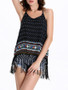 Casual Fringe Printed Spaghetti Strap Sleeveless T-Shirt